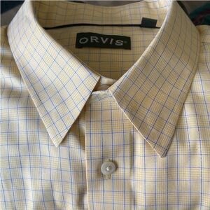 Orvis Mens Check Shirt XXL Classic Fit Wrinkle Free Shirt